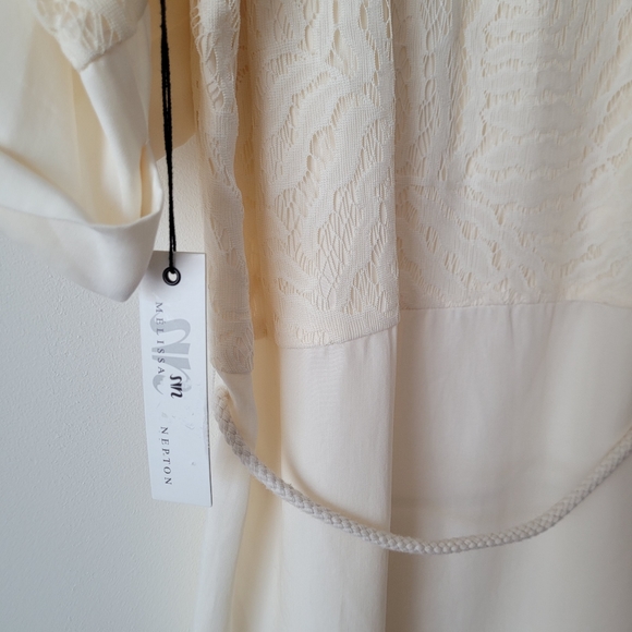 NWT Melissa Nepton Made In Canada Vanilla Cream Lace Overlay Scoop Neck Tunic L - Picture 10 of 14